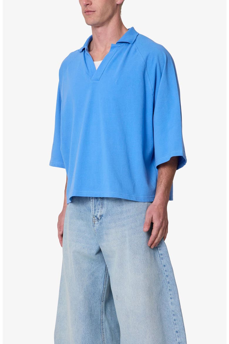 Wide Short Sleeve Polo Shirt, Alternate, color, LIGHT BLUE