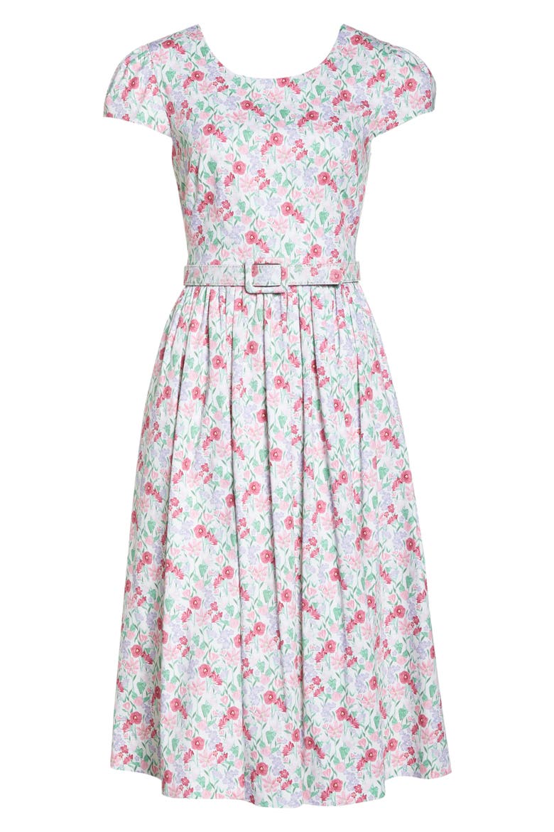 Packed Bouquet Print Stretch Cotton Dress, Alternate, color, CLOUD/ PINK