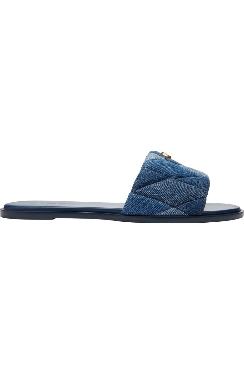 COACH Holly Quilted Patchwork Denim Slide Sandal, Alternate, color,