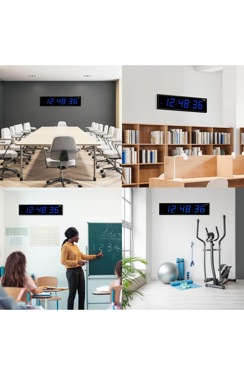 Ivation Large Digital Clock, 30 Led Wall Clock with 6-Level Brightness & Mounting Hardware, Alternate, color, Blue