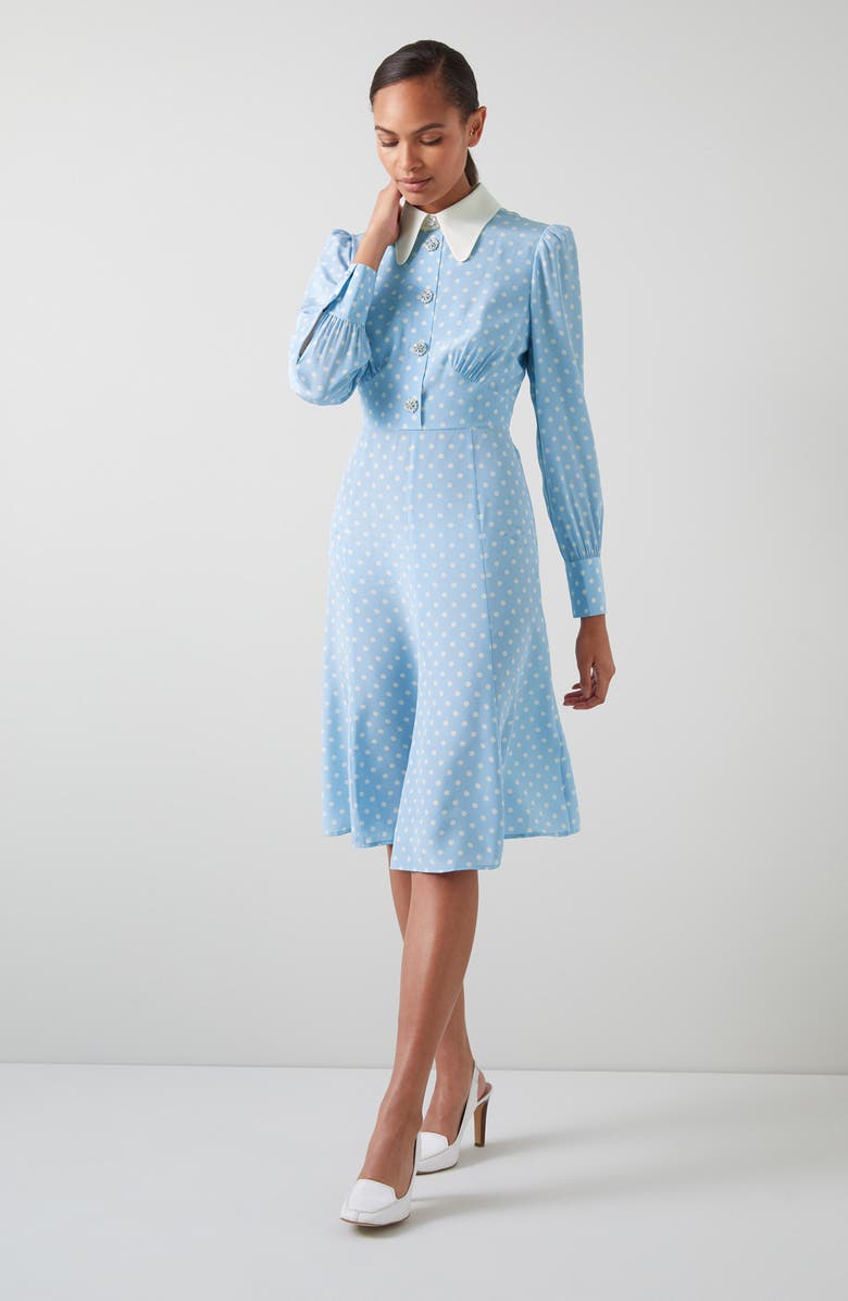 LK Bennett Mathilde Long Sleeve Silk Shirtdress, Alternate, color, 