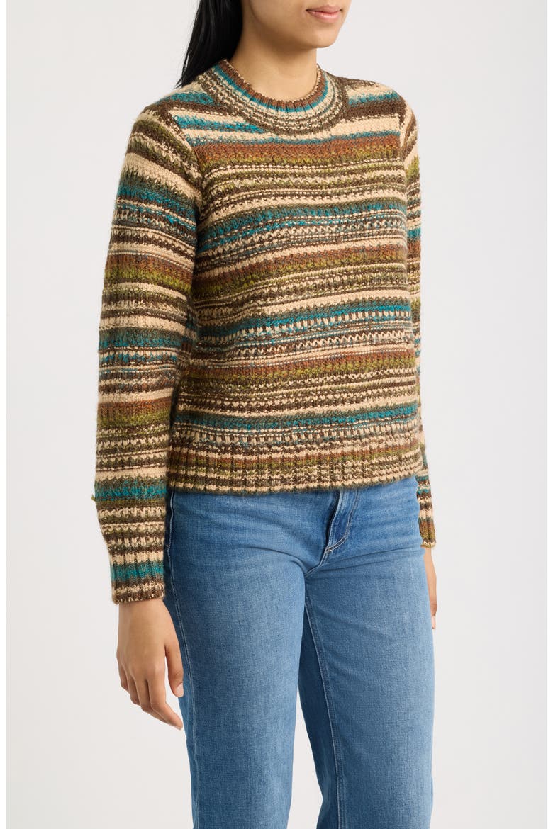 Mixed Stripe Sweater, Alternate, color, BROWN MULTI