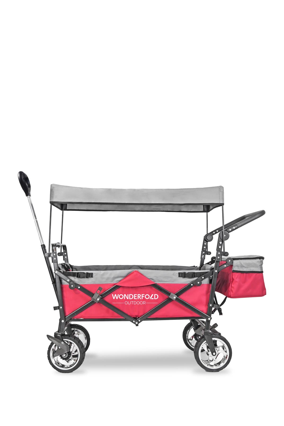 WonderFold Push & Pull Outdoor Folding Wagon with Canopy - Red