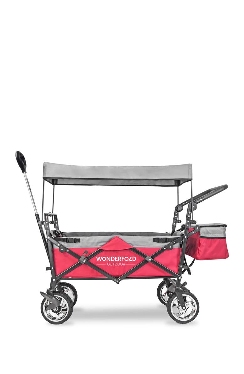 WonderFold Push & Pull Outdoor Folding Wagon with Canopy - Red, Main, color, Red
