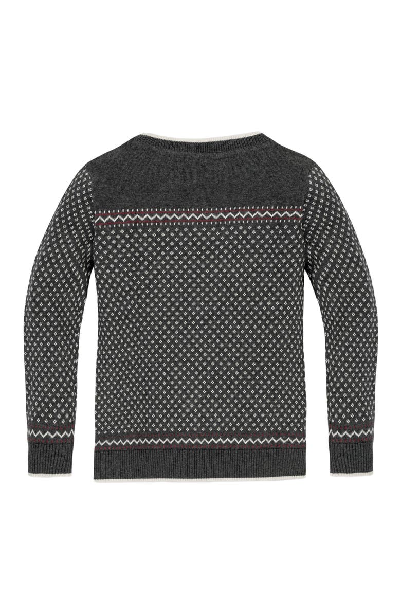 Hope & Henry Baby Boys' Organic Intarsia Crew Neck Sweater, Infant, Alternate, color, Charcoal Heather Birdseye