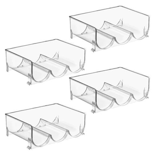 Mdesign Plastic Free-standing Stackable Bottle Storage Rack, 2 Pack In Transparent