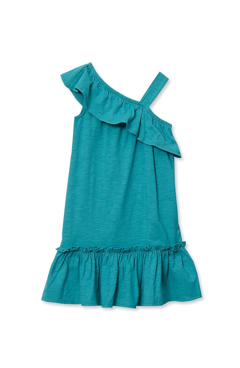 Lands' End Girls Ruffle Asymmetrical Dress, Main, color, Baltic Teal