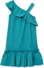 Lands' End Girls Ruffle Asymmetrical Dress