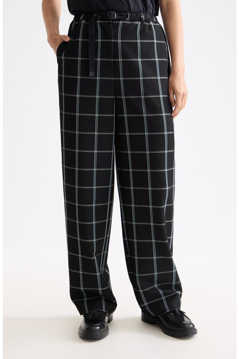 Ezra High Waist Drawstring Pants, Main, color, METEORITE WINDOW PANE CHECK