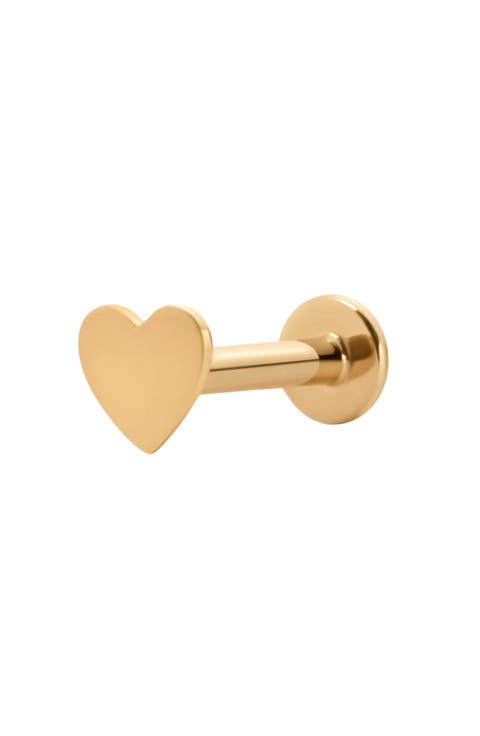 14k Heart Stud Earring (Flat Back)