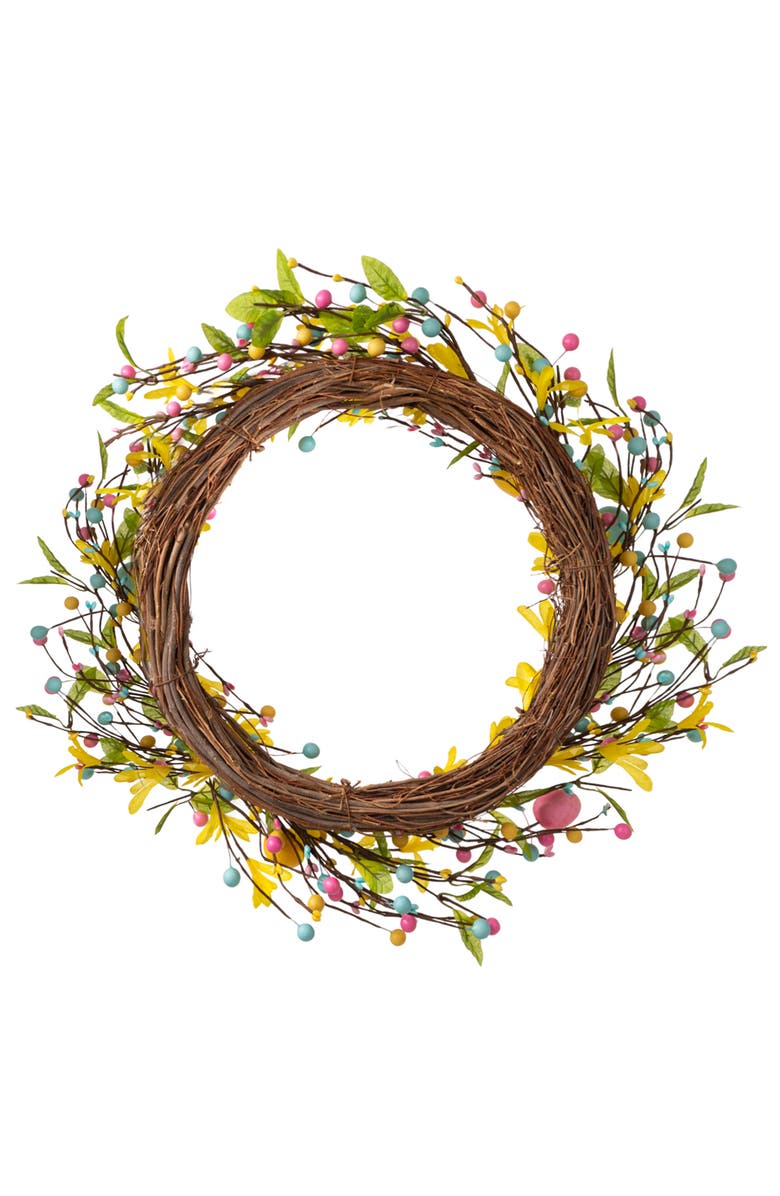 Glitzhome 22"D Easter Egg Wreath, Alternate, color, Yellow