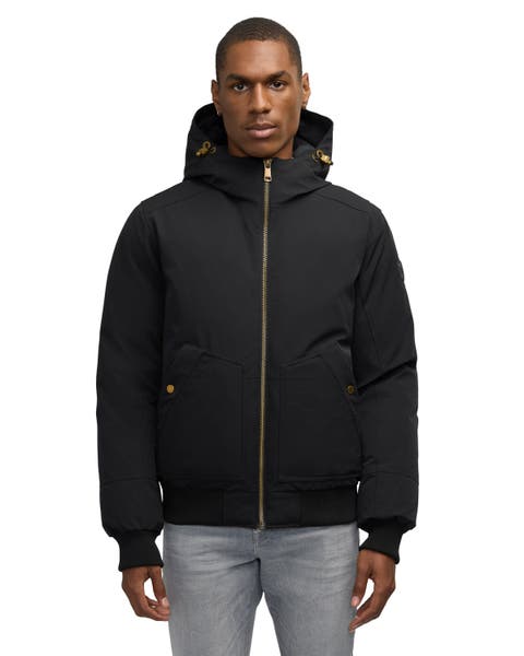 Men's Pine Bomber with Fixed Hood and Detachable Fur Trim