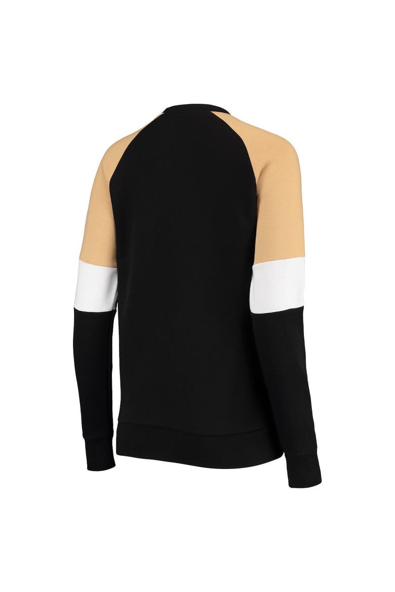 Women's Starter Black/Gold Vegas Golden Knights Playmaker Raglan Pullover Sweatshirt, Alternate, color, Black