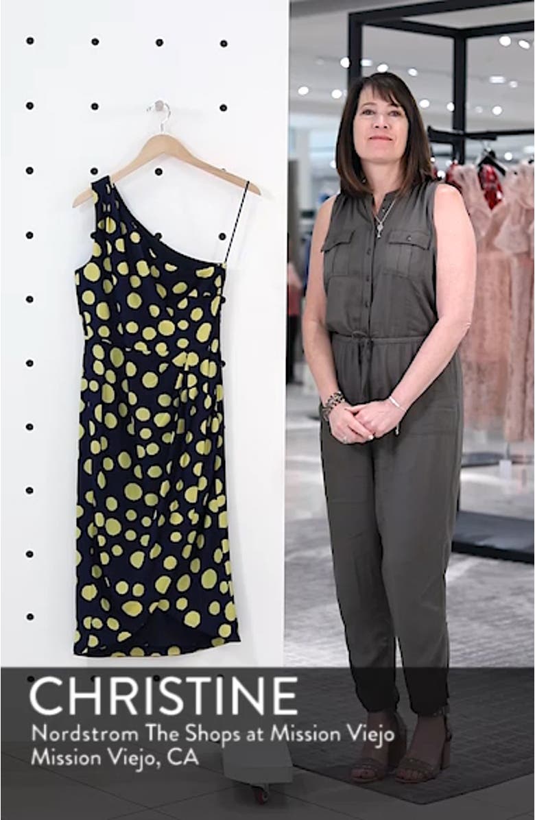 Polka Dot One-Shoulder Silk Dress, sales video thumbnail