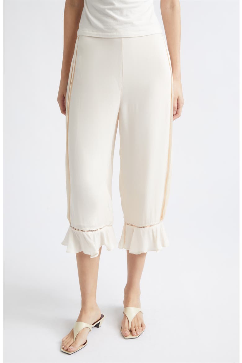 Jane Ruffle Hem Crop Pants, Main, color, PEACH SORBET