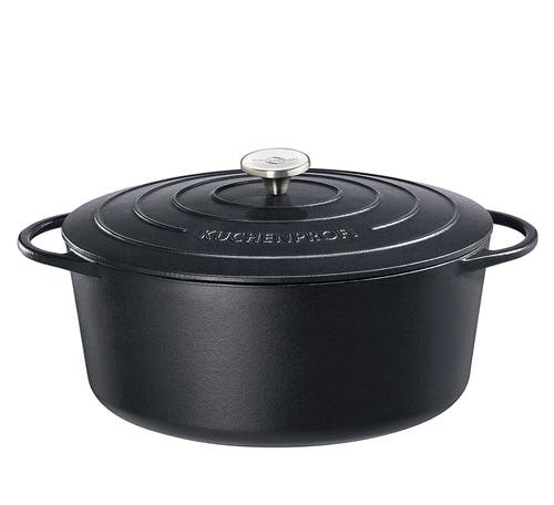 Kuchenprofi Provence Enameled Cast Iron Oval Dutch Oven, 13" L, 7.4 Qt In Classic Black