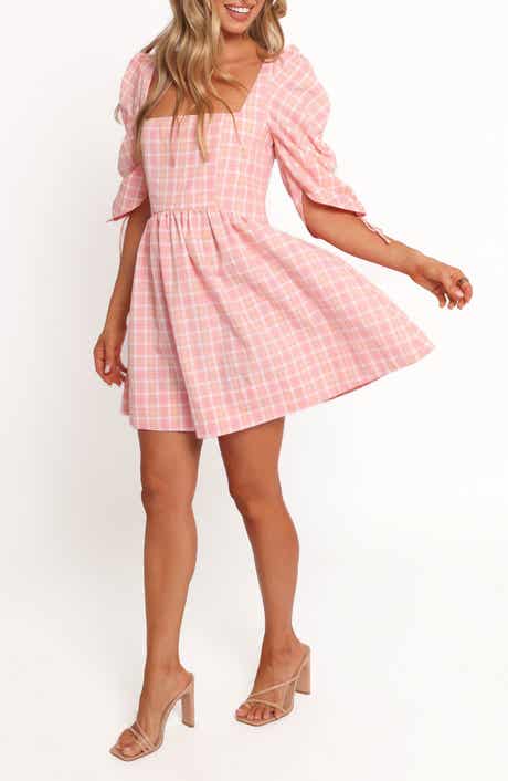 Petal & Pup Siena Check Puff Sleeve Minidress