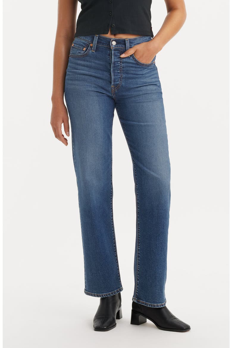 Ribcage High Waist Straight Leg Jeans, Main, color, THE LAST STRAW
