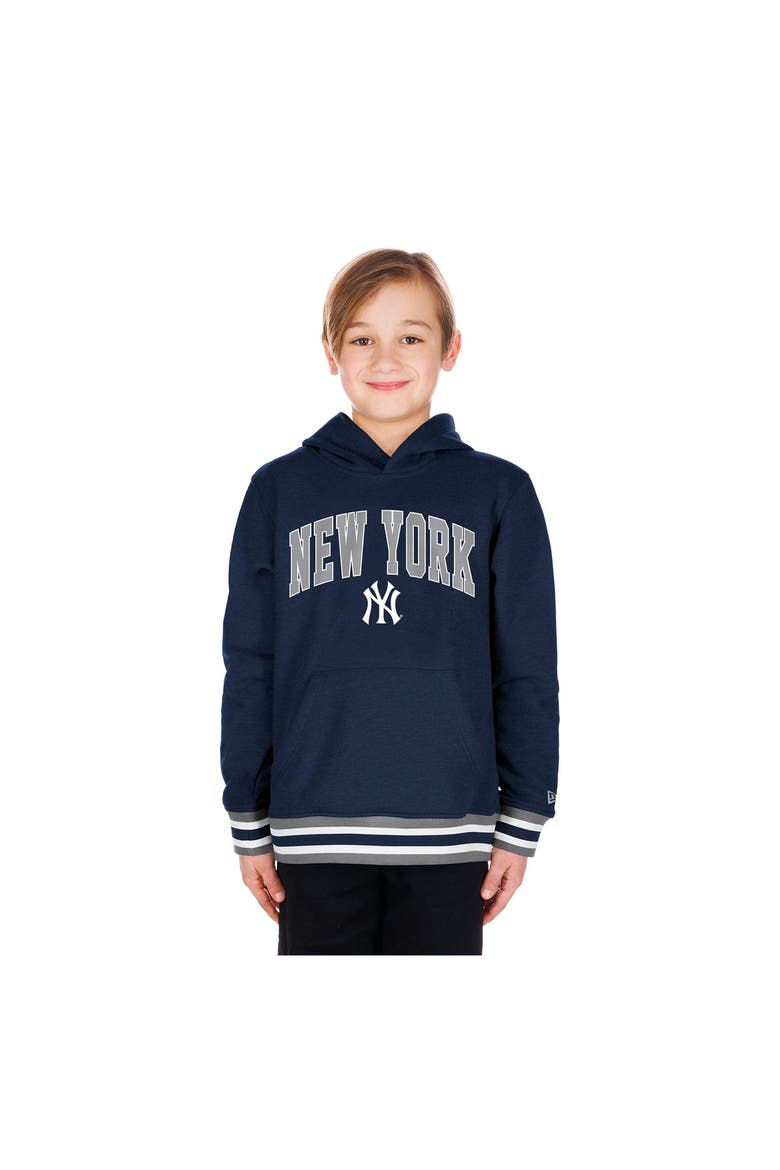Youth New Era Navy New York Yankees Knit Trim Pullover Hoodie, Main, color, Navy