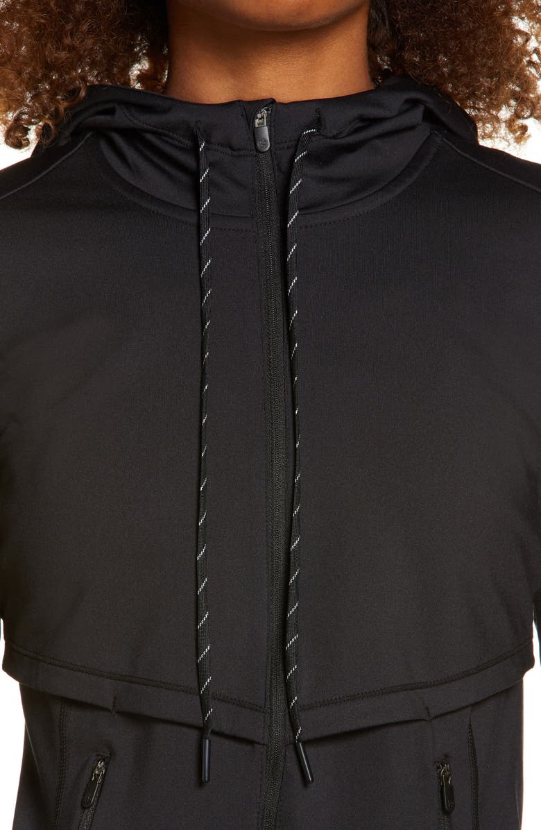 Zella Women's Run In Cozy Tech Water Resistant Zip Hooded Jacket, Alternate, color,