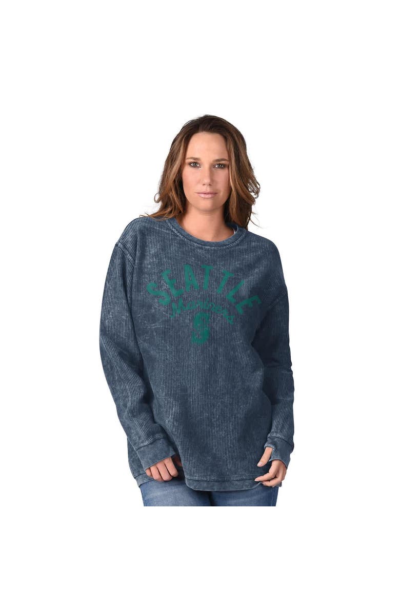 G-III 4HER BY CARL BANKS Women's G-III 4Her by Carl Banks Navy Seattle Mariners Comfy Cord Pullover Sweatshirt, Main, color, Navy