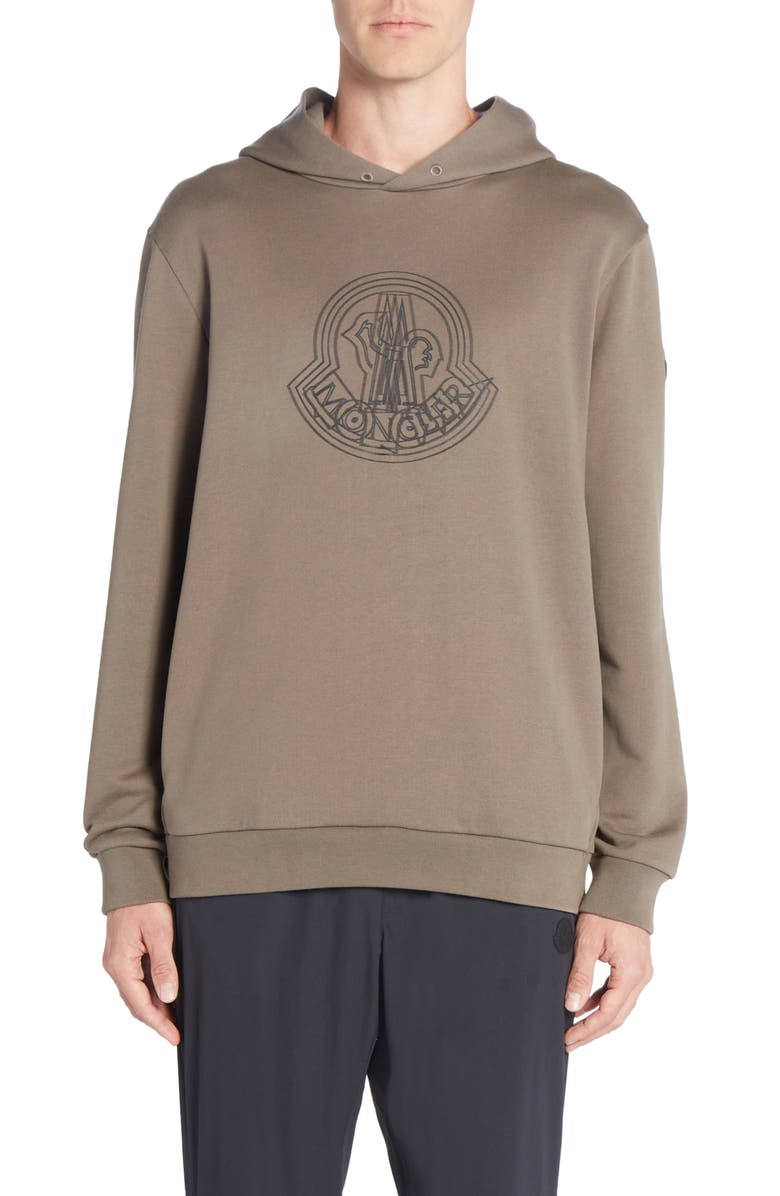 Moncler Logo Cotton Fleece Graphic Hoodie, Main, color, 