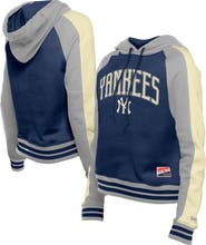 New Era Women's New Era  Navy New York Yankees Throwback Cropped Raglan Pullover Hoodie