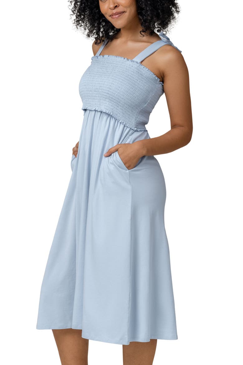 Sienna Smocked Maternity & Nursing Dress, Alternate, color, French Blue