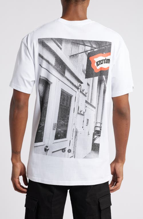 Icecream Store Front Cotton Graphic T-shirt In White