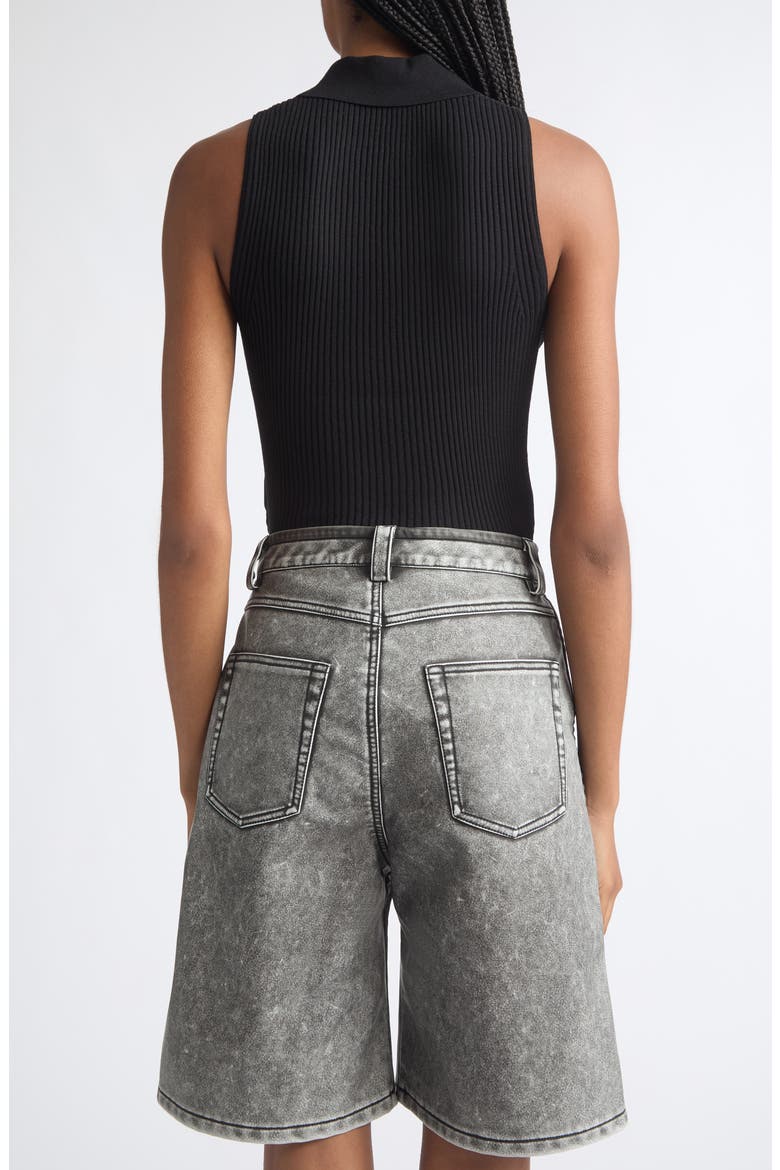 Lilita Sleeveless Rib Recycled Silk & Organic Cotton Polo Sweater, Alternate, color, BLACK