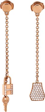 Pre-Owned Hermes Kelly Clochette Drop Earrings 18K Rose Gold and Diamonds