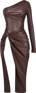 HOUSE OF CB Octavia One-Shoulder Faux Leather Dress