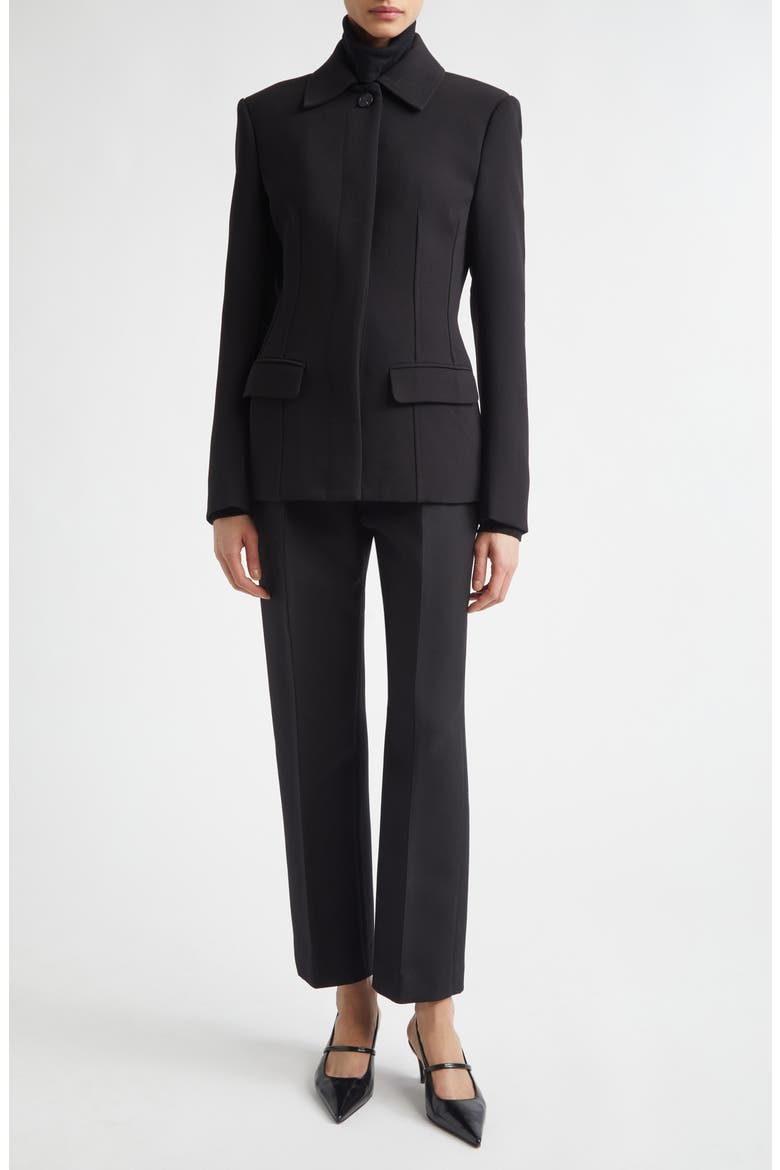 Slim Wool & Silk Evening Trousers, Alternate, color, BLACK