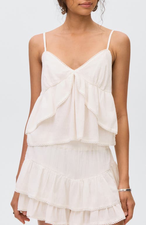 Mango Teen Tiered Ruffle Lace Trim Camisole In White