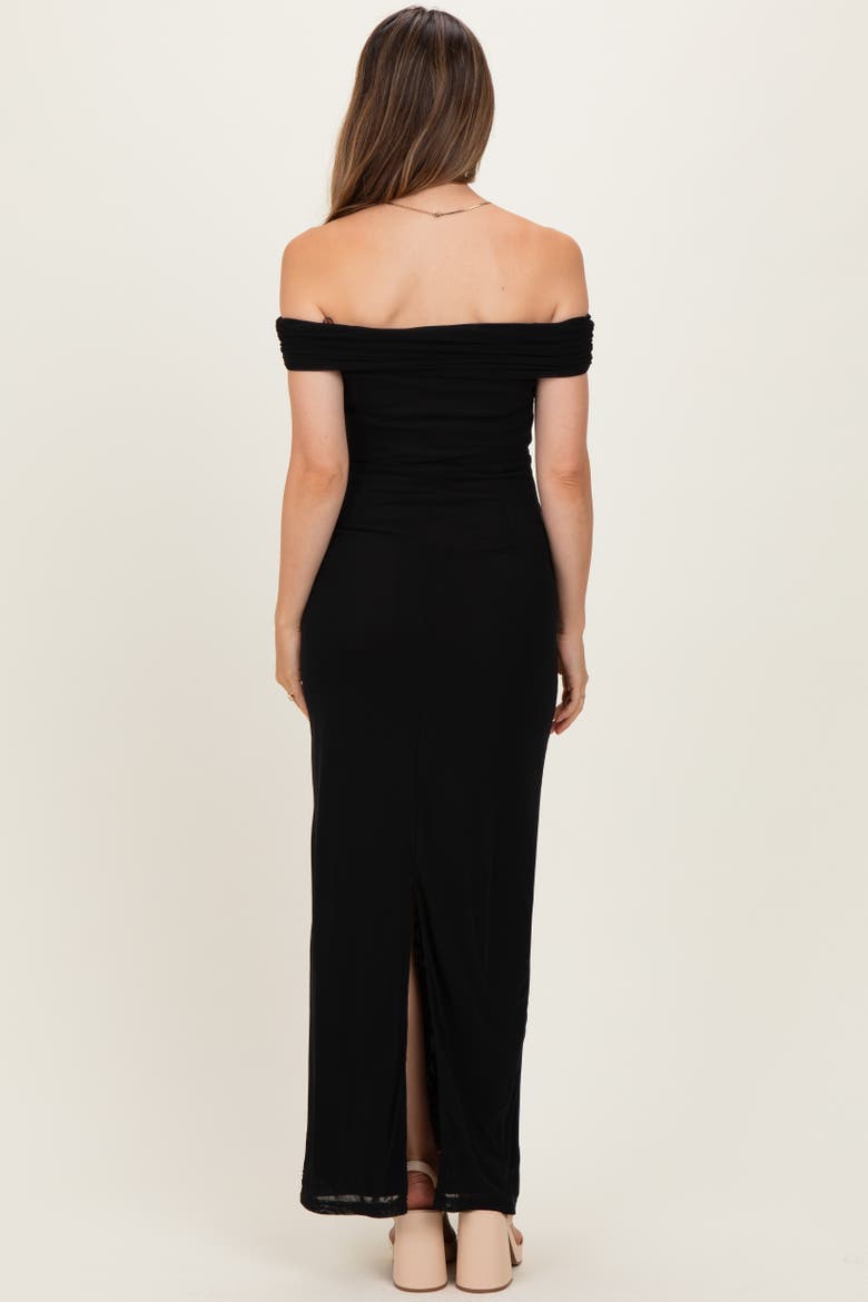 Off Shoulder Mesh Maxi Dress, Alternate, color, Black