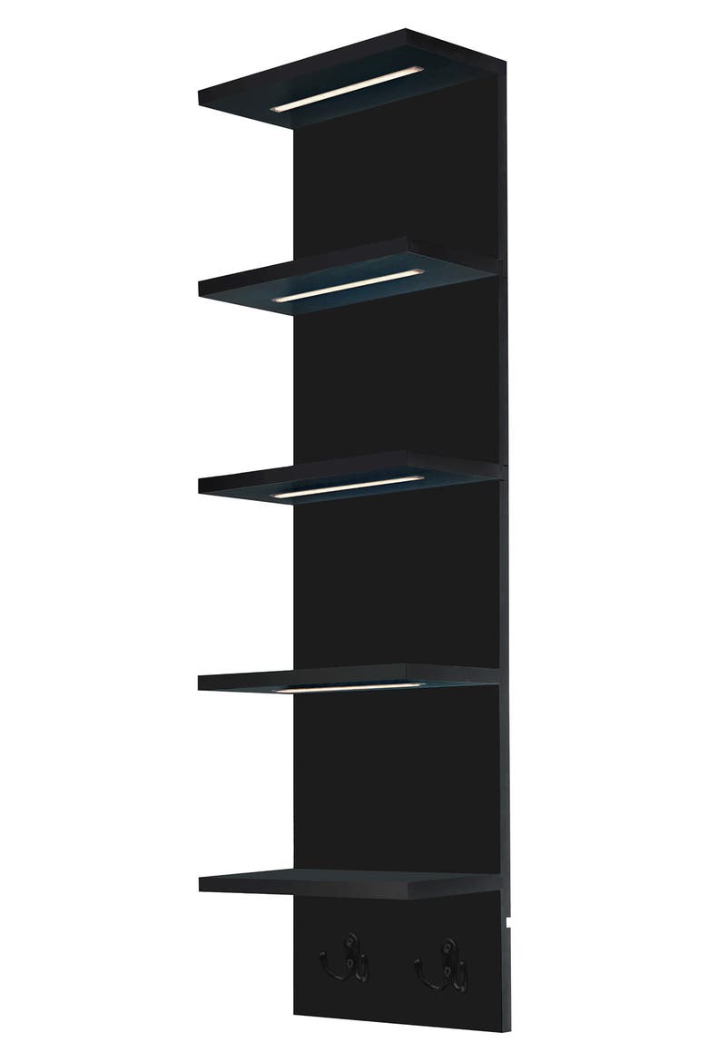 5-Tier Wall Mounted Floating Shelf, Main, color, BLACK