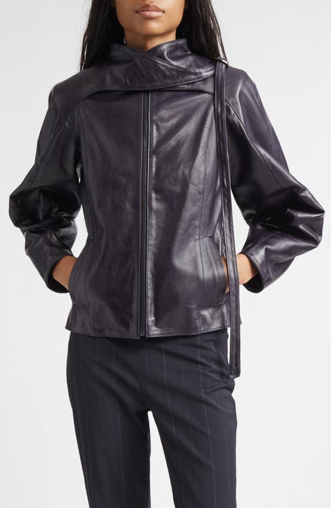 Plomy Leather Crossover Jacket