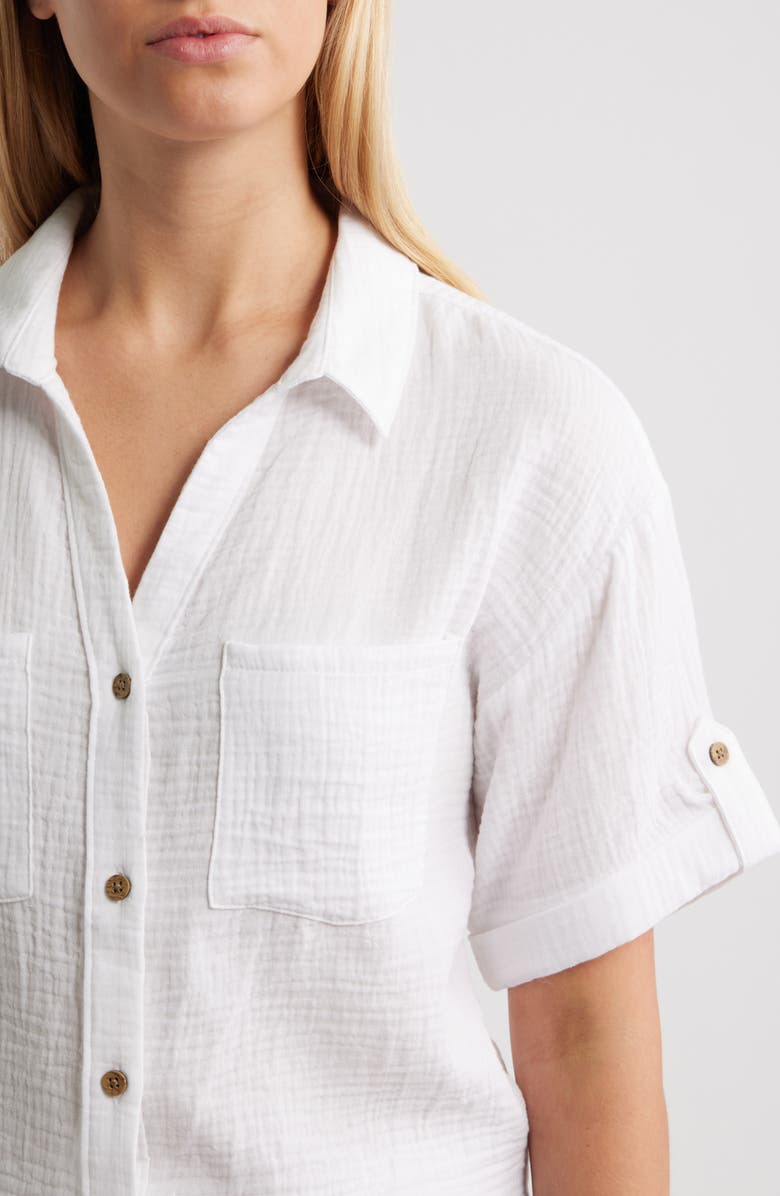 beachlunchlounge River Gauze Shirt, Alternate, color, White