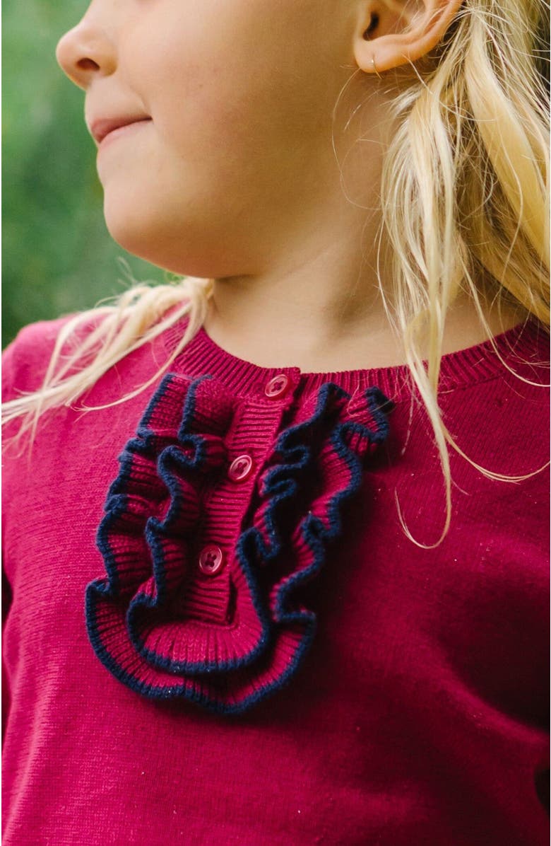 Hope & Henry Baby Girls' Organic Ruffle Henley Sweater, Infant, Alternate, color,