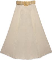 DELUC Belted Clouet Linen Blend Maxi Skirt