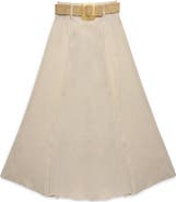 DELUC Belted Clouet Linen Blend Maxi Skirt