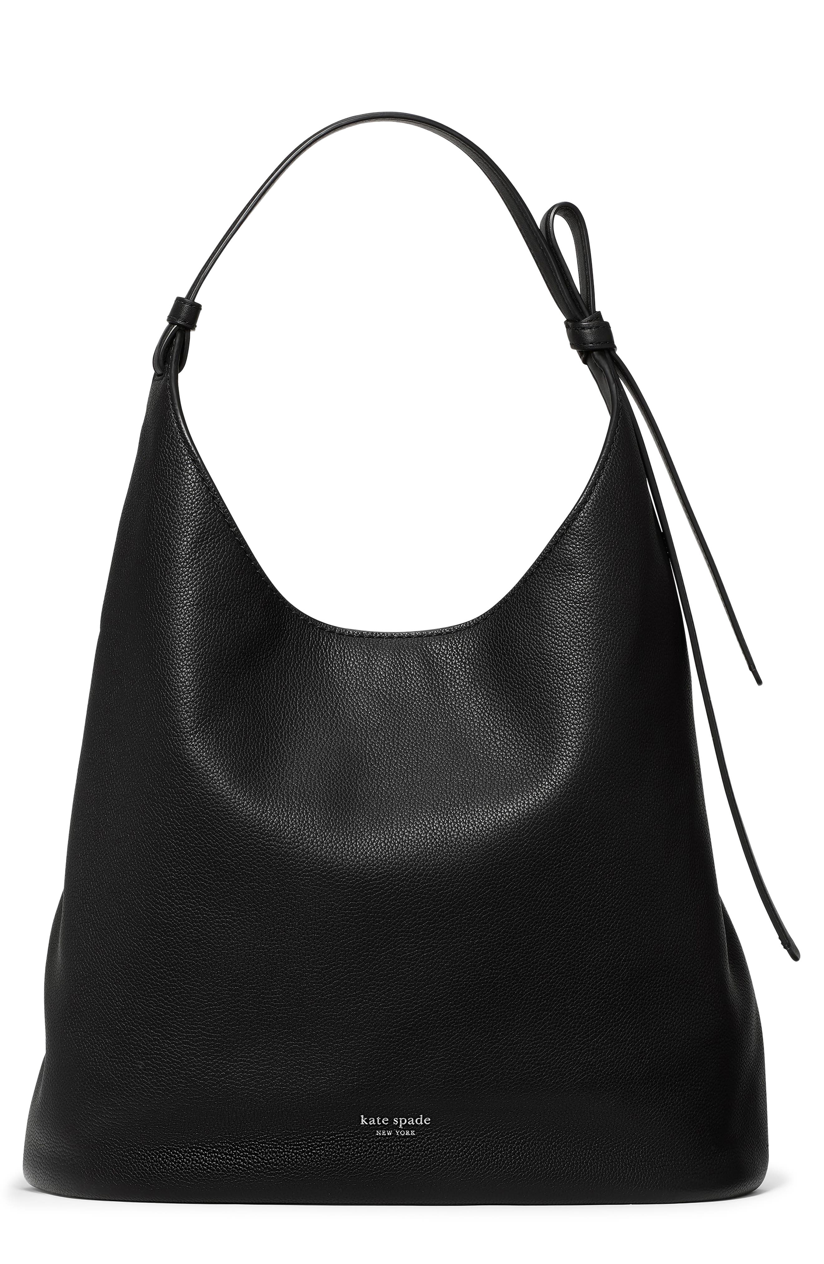 Loop Large Pebbled Leather Tote, Main, color, BLACK