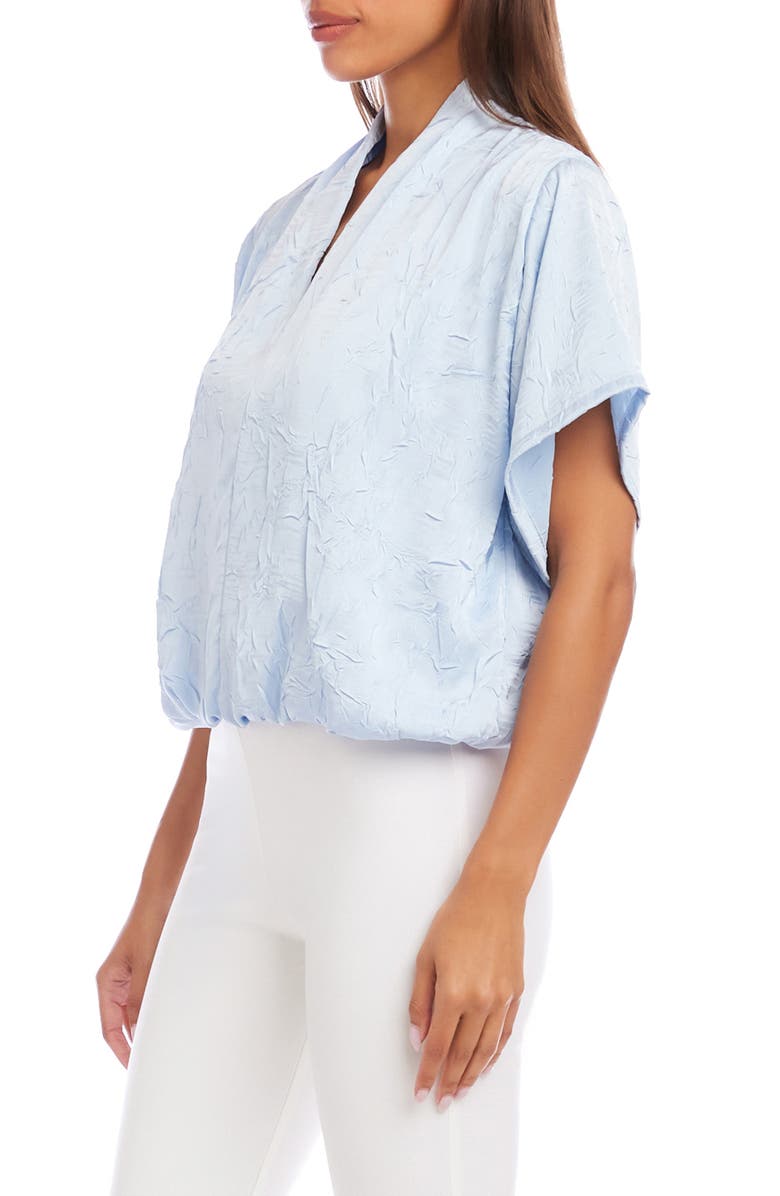Karen Kane Crushed Satin V-Neck Top, Alternate, color, Light Blue