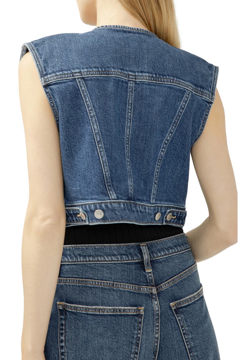 Crop Denim Trucker Vest, Alternate, color, WHISPER