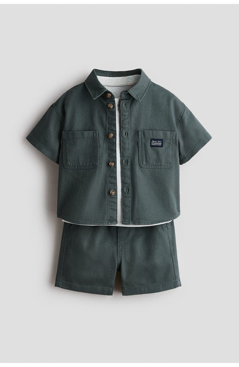 H&M 3-piece Cotton Set, Alternate, color, Dark Green