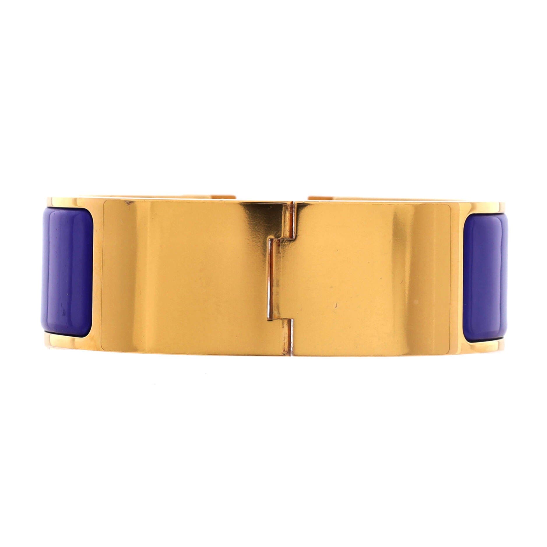 Pre-Owned Hermes Clic H Bracelet Enamel Wide, Alternate, color, Blue
