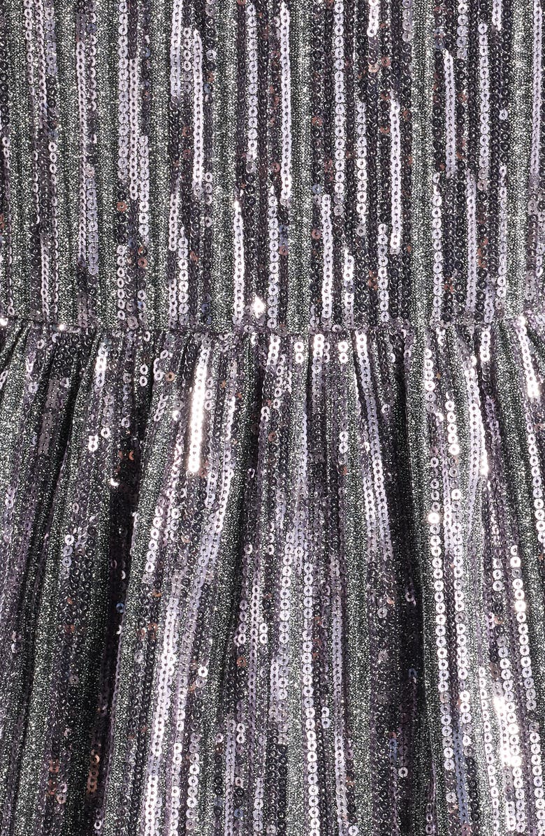 Eliza J Sequin Tiered Cocktail Dress, Alternate, color, Silver