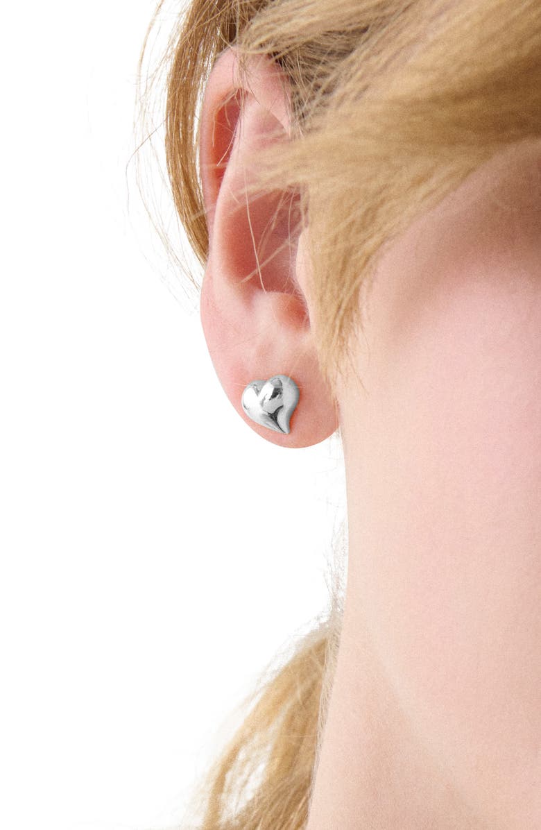 Kate Spade New York puffy heart stud earrings, Alternate, color, Silver