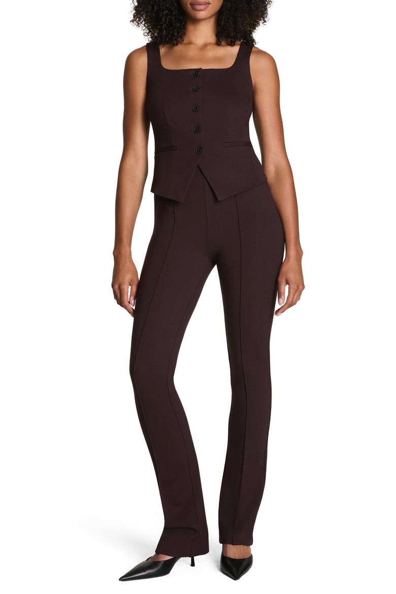 Ponte Button-Up Vest, Alternate, color, TRUFFLE BROWN