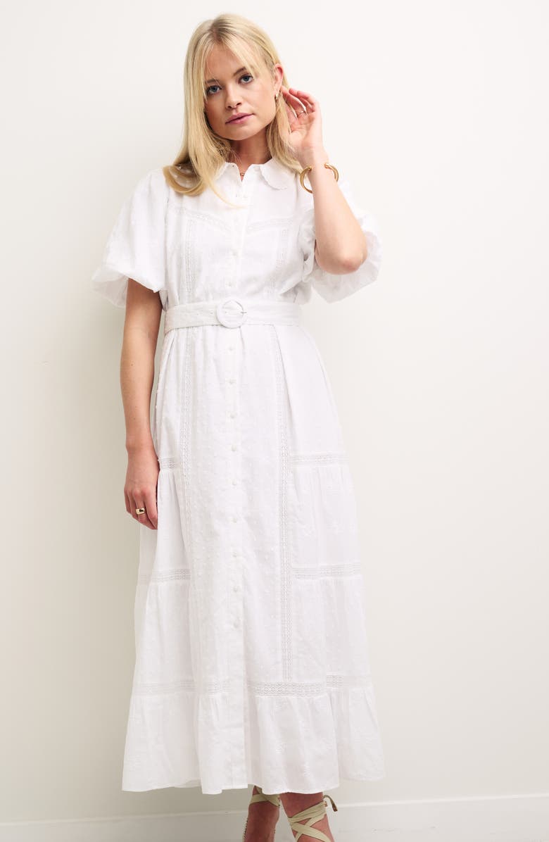 Nobody's Child Jessie Belted Lace Trim Organic Cotton Maxi Dress, Alternate, color, 